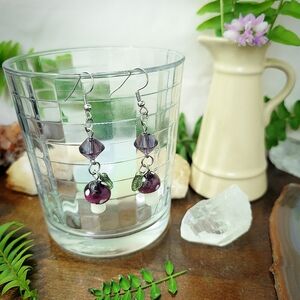 Purple Mushrooms Fairy Earrings - Stainless Steel - Handmade